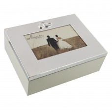 Amore Silverplated Wedding Keepsake Box with Ring Icons